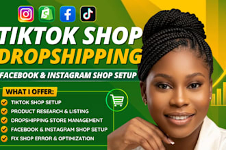 set up instagram shop, facebook shop, tiktok shop setup fix social media shop