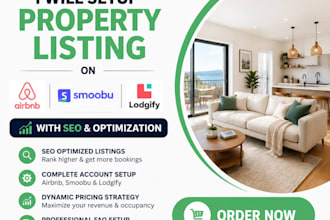 setup property listing on airbnb, smoobu, and lodgify with SEO