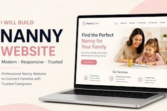 design nanny or babysitting service website child care, preschool, kindergarten
