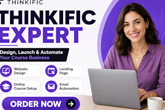 design a professional thinkific website and online course portal