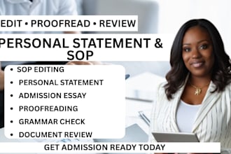 edit and proofread your personal statement, sop and admission essay