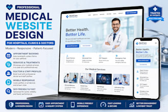 design hospital website, doctor website, clinic,  dental and theraphy website