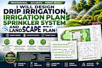 design drip irrigation, irrigation plan, sprinkler system and landscape plan