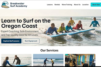 build squarespace surf school website wave training website surfboard rental web