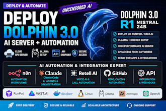 deploy dolphin ai cloud GPU server API ollama n8n claude code ai automation