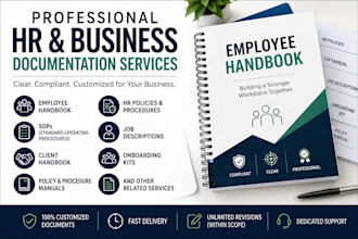 write employee handbook, sops, HR policy manual, client handbooks, forms