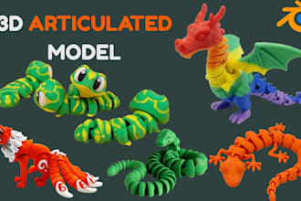 design 3d articulated model, flexi toy and bjd doll, figure stl for 3d printing