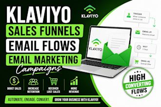 create klaviyo klaviyo sales funnels, emails flow and email marketing campaigns