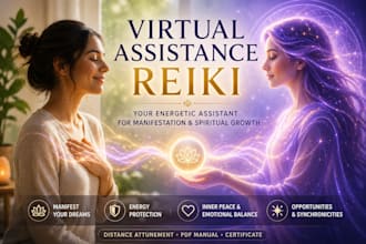 send powerful virtual assistant reiki attunement for manifestation