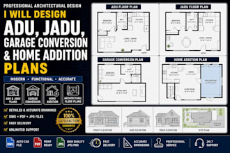 design adu, house plans ,jadu, garage conversion and home addition plans