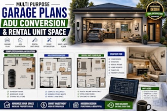 design multi purpose garage plans with adu conversion and and rental unit space