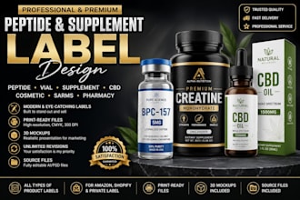 do product label design vial label design peptide label supplement label sarms