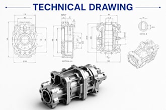 create professional technical drawings, cad drafting and engineering drawings