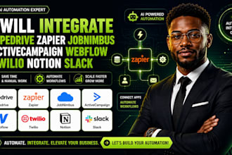 integrate pipedrive jobnimbus activecamapaign webflow twilio notion slack zapier