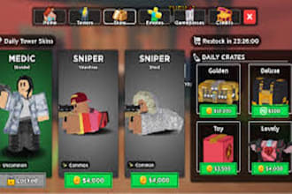 design game ui, user interface, hud, buttons, inventories, menu for roblox game