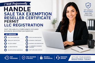 handle sale tax exemption reseller certificate permit llc registration for you
