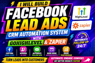 build facebook lead ads crm automation system with gohighlevel and zapier
