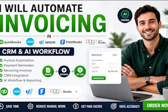 automate invoicing in quickbooks xero wave freshbooks zoho books CRM ai workflow
