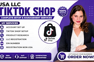 create USA tiktok shop llc, tiktok shop ein, tiktok shopify marketing ads setup