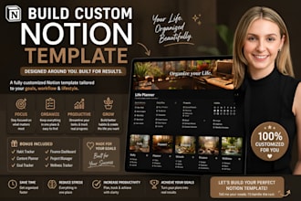 build a custom notion design, aesthetic template, and  notion dashboard