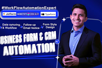 setup sheetify CRM jotform ai jotform, typeform,  google form, make com expert