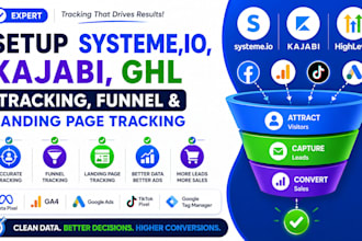 setup systeme io, kajabi, ghl tracking, funnel and landing page tracking