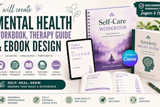 create canva mental health workbook therapy guide ebook design
