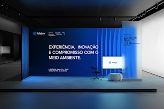 design trade booth show banner, exhibition stand, video display, kiosk, backdrop