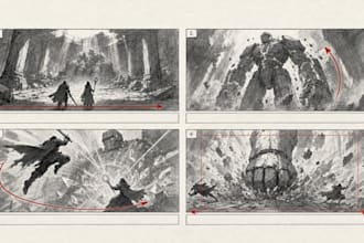 create storyboard action scenes for rpg and fantasy games