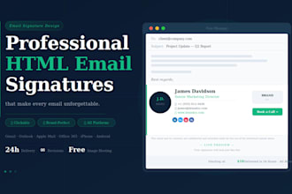 design a professional HTML email signature with clickable icons for all platform