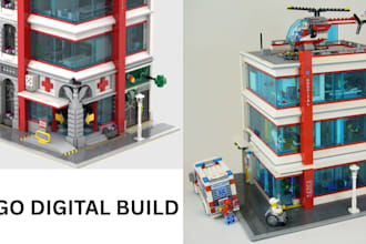 do custom lego design, 3d lego model, digital city moc build, manual instruction
