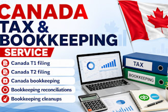 do quickbooks bookkeeping, xero reconciliations and file all canada taxes t1, t2