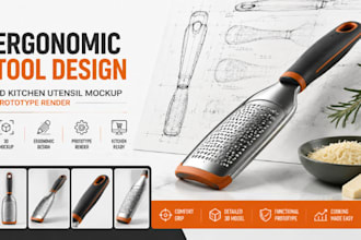 ergonomic tool design 3d kitchen utensils mockup prototype render
