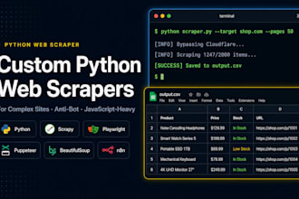 build a custom python web scraper for any complex website