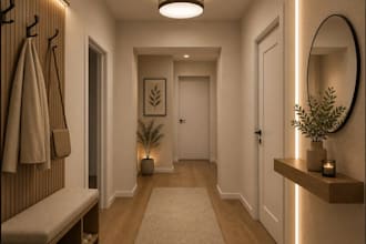 interior corridor design, lobby design, hallway, entrance staircase 3d render