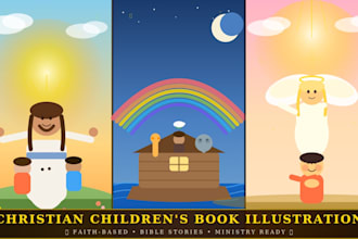 illustrate a christian or faith based children storybook with warm characters