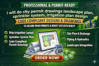 do city permit drawings landscape plan, sprinkler system, irrigation plan design