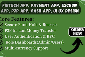 develop fintech app, payment app, escrow app, p2p app, cash app UI UX design
