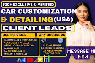 900 fresh USA car customization leads, car detailing leads via google ads