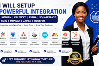 setup jotform calendly asana squarespace xero  monday zapier integration hubspot