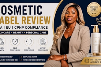 review your cosmetic, skincare, ingredient label for eu, fda and cpnp compliance