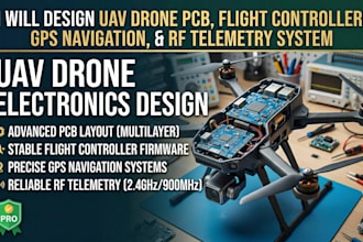 design uav drone pcb, flight controller, gps navigation and rf telemetry system