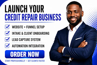 launch your credit repair business, build website and set up automations