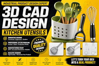 3d cad design industrial product design for kitchen utensils