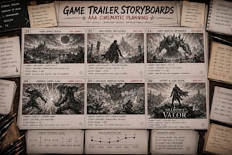 create cinematic storyboard art for game trailers
