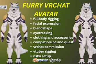 do vrchat furry avatar, nsfw model, vrchat furry for PC quest unity 3d modeling