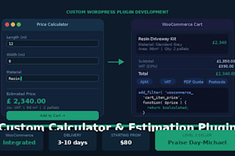 build a custom wordpress calculator or estimation plugin for woocommerce