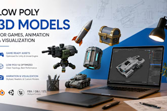 create low poly 3d product models for games, animation, and visualization