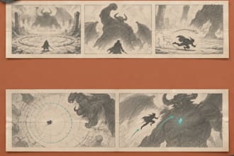 draw game storyboard sequences, gameplay scenes, cutscenes, boss fights