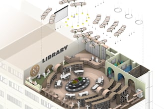 make isometric classroom, office, and interior architecture